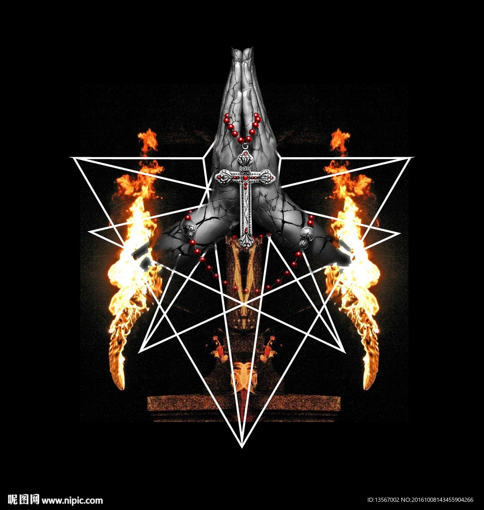 男装组图 几何图形 手 火焰