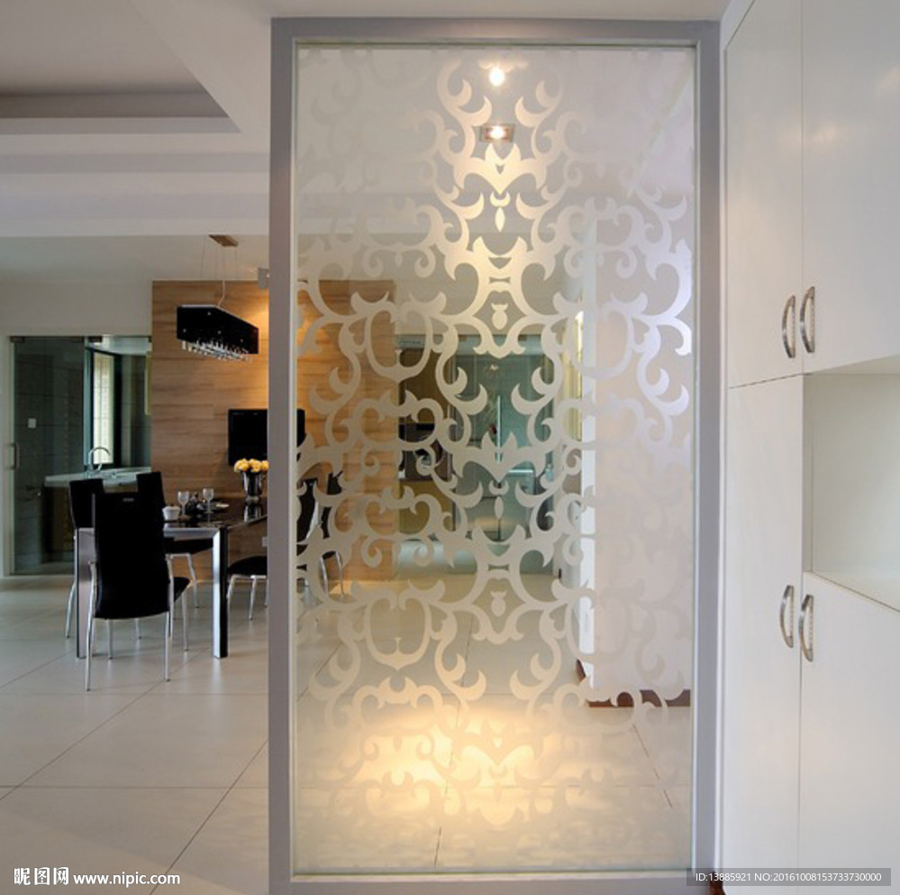 玻璃透明欧式花纹隔断