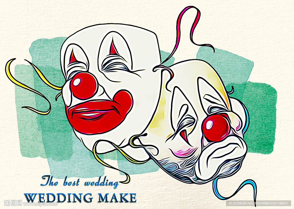 小丑面具插画