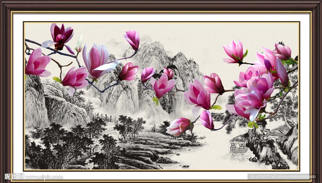 工笔画 玉兰花