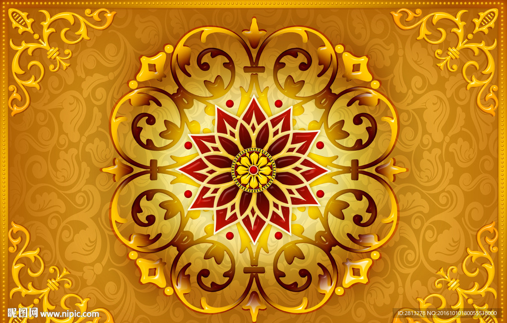 欧式金色花纹吊顶