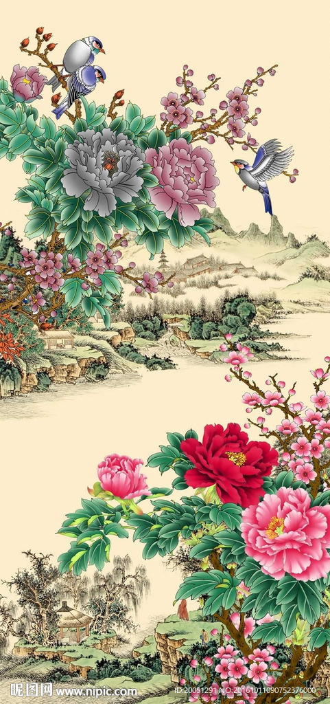国画牡丹玄关