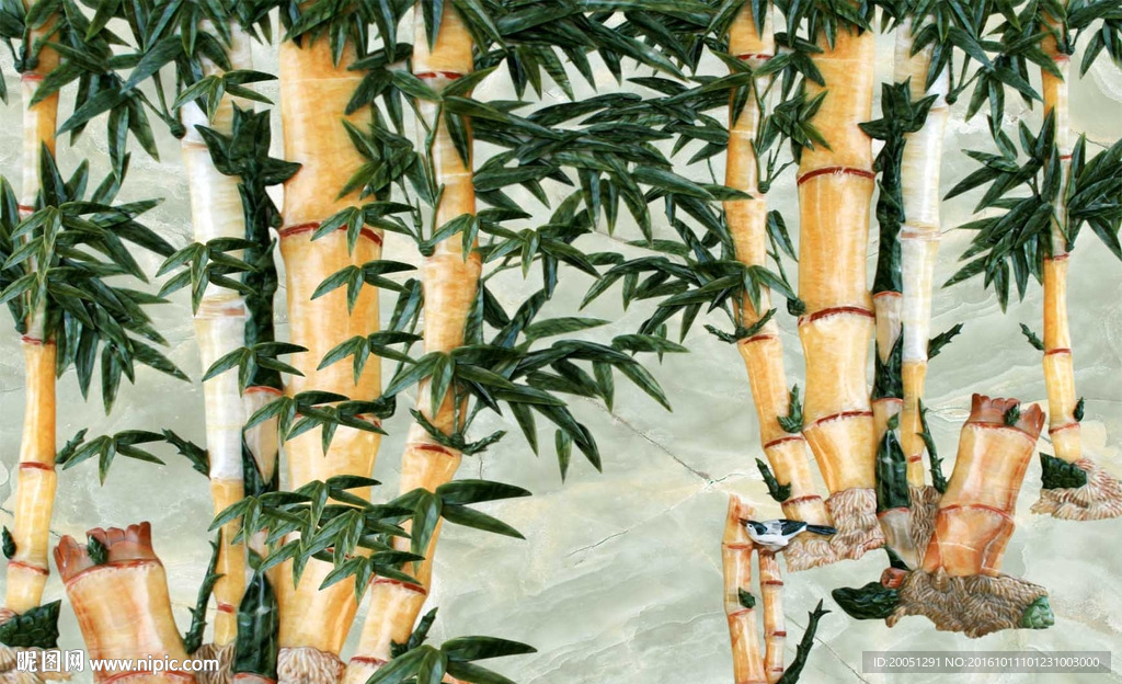 玉雕竹子背景墙