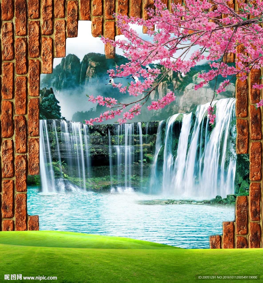 3d背景墙  风景画山水