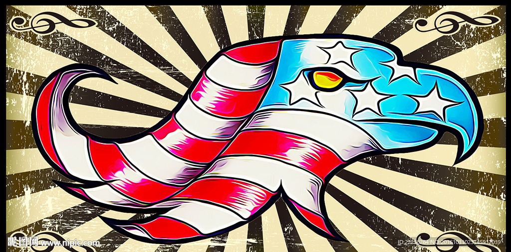 美国之鹰插画分层图