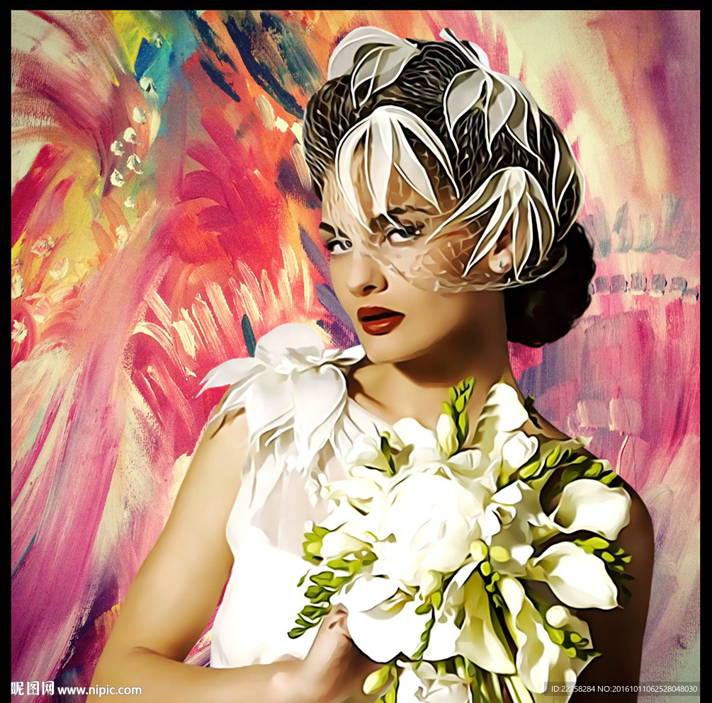 鲜花女人装饰画
