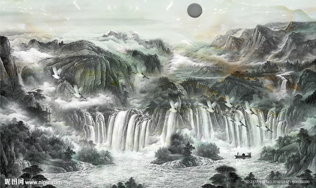 大理石山水背景墙