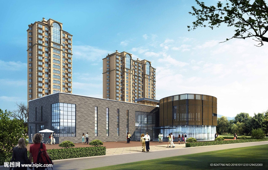 住宅区休闲中心建筑效果图