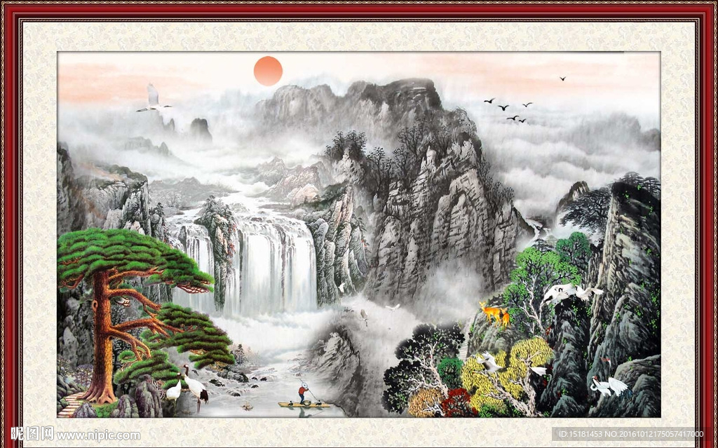 水墨画 迎客松