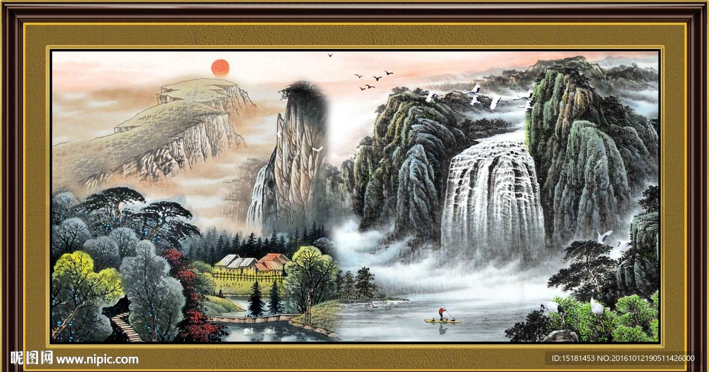 国画山水 财源滚滚