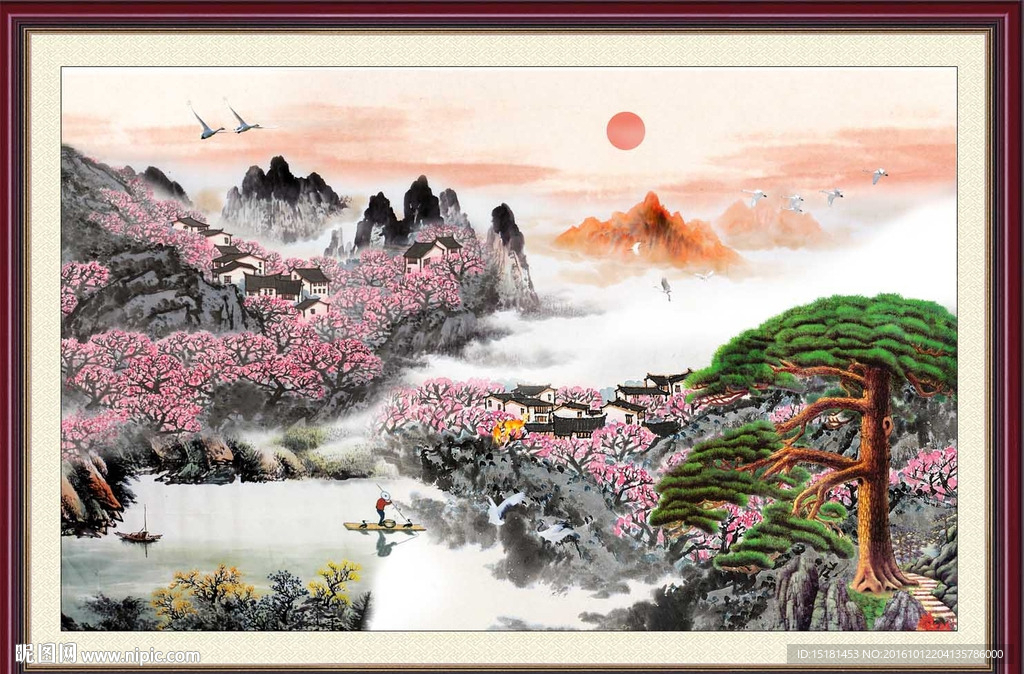 国画迎客松