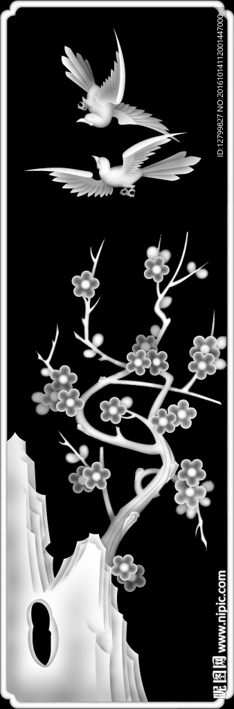 四季花鸟灰度图