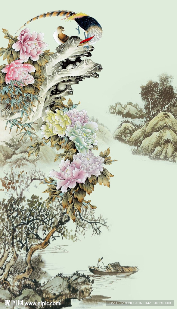国画牡丹玄关