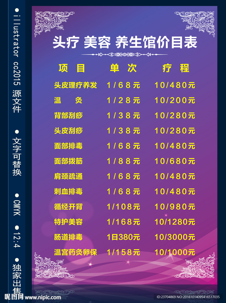 完美价格表