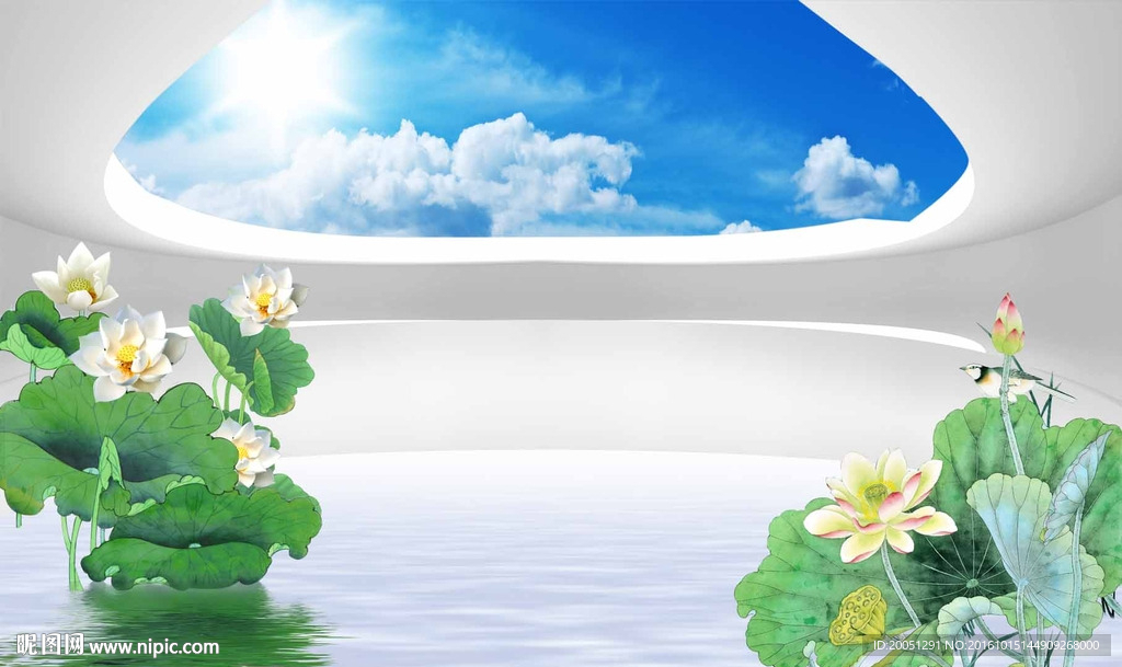 3d背景墙 荷花