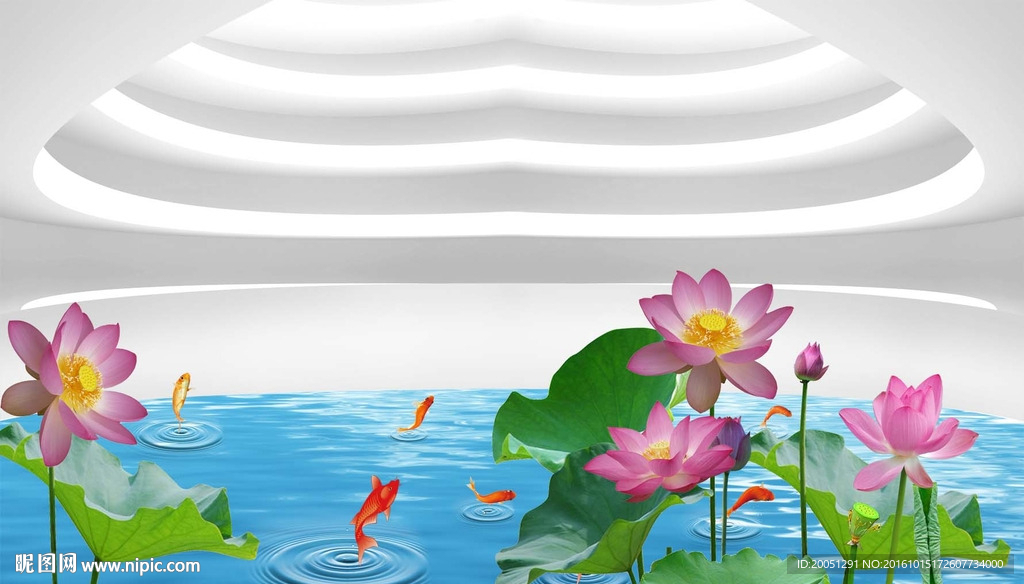 3d背景墙 荷花