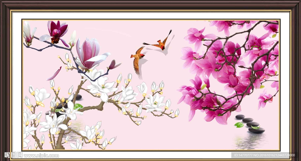 花鸟玉兰花