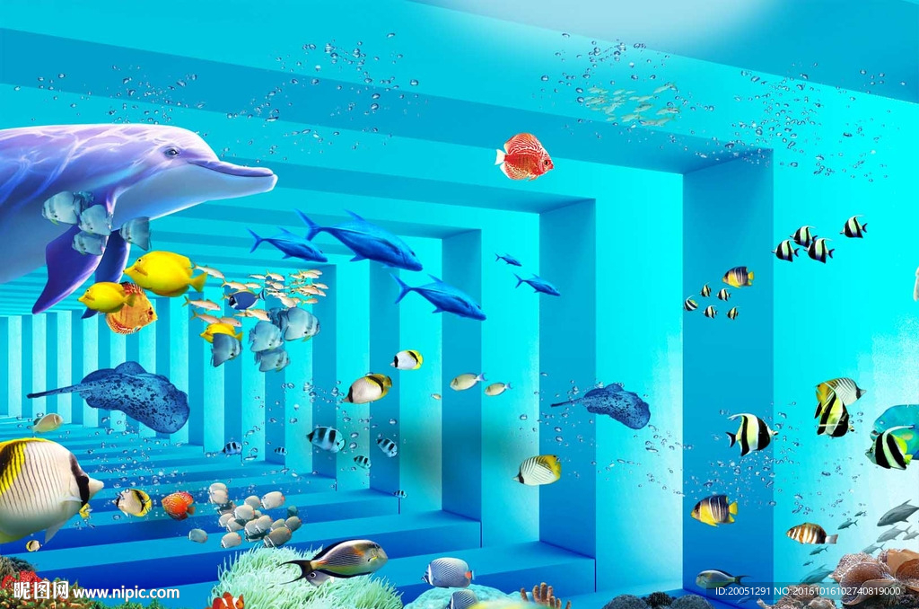3d海底背景墙