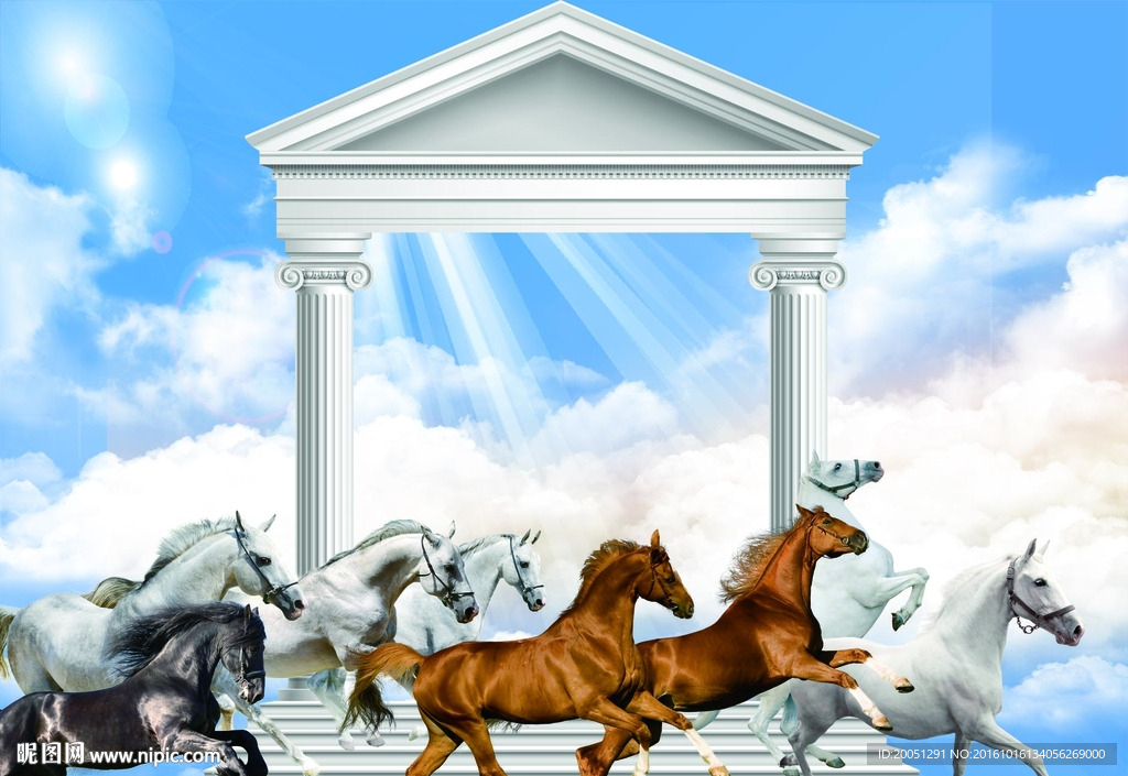 3d背景墙八骏图