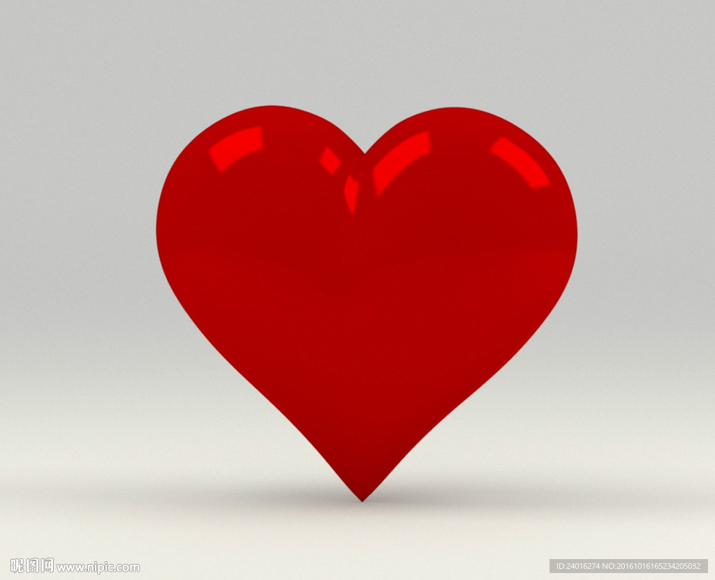 两颗立体红心依偎在一起爱心爱情表面圆润光滑