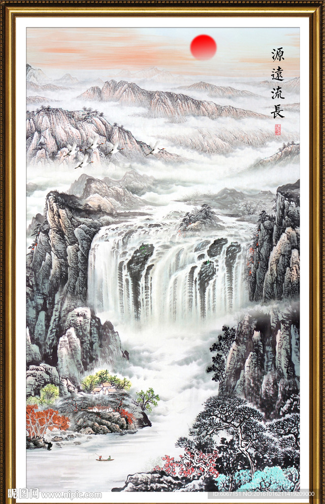 竖幅山水画