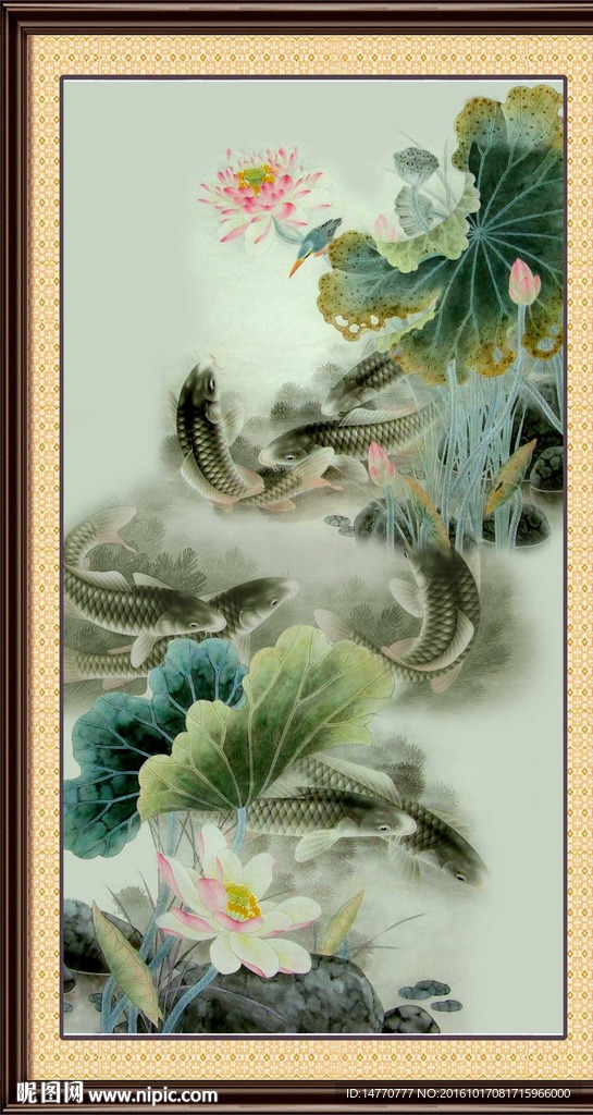 荷花鲤鱼图