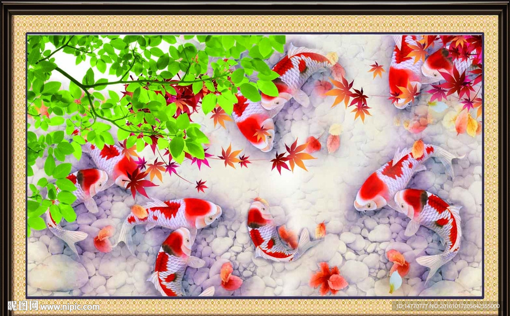花鸟九鱼图