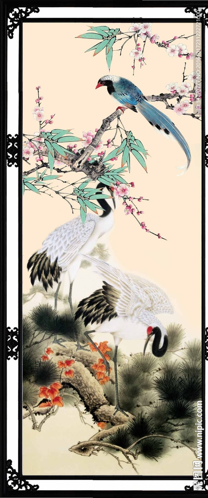 工笔画 花鸟 仙鹤