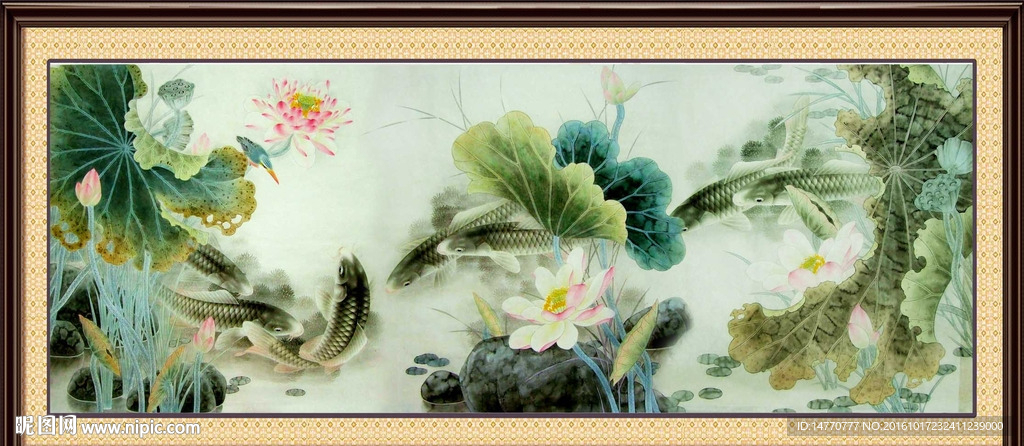 荷花鲤鱼图