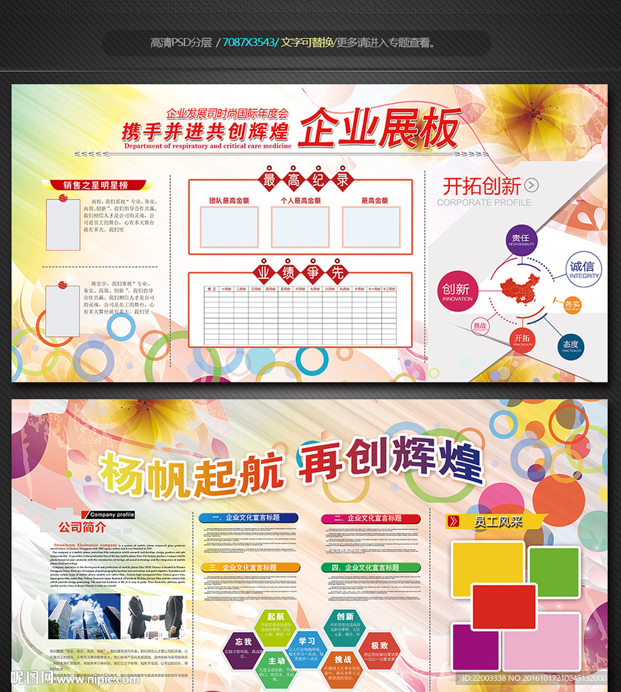 梦幻花纹企业展板宣传栏