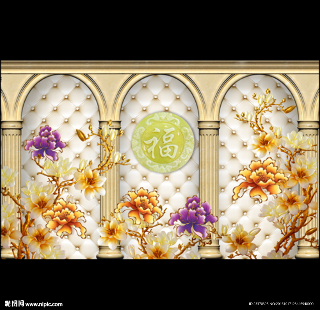欧式柱子玉兰花