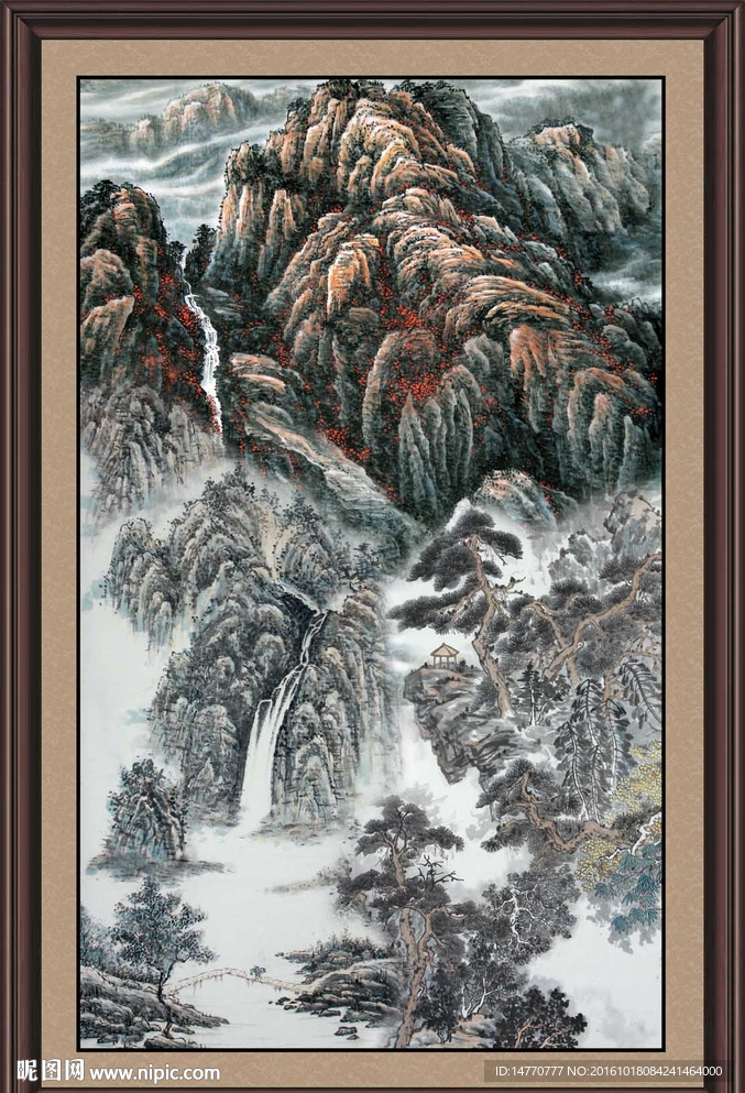 国画山水竖幅