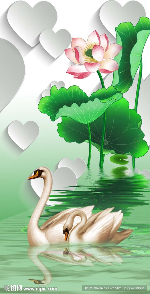 荷花玄关背景墙