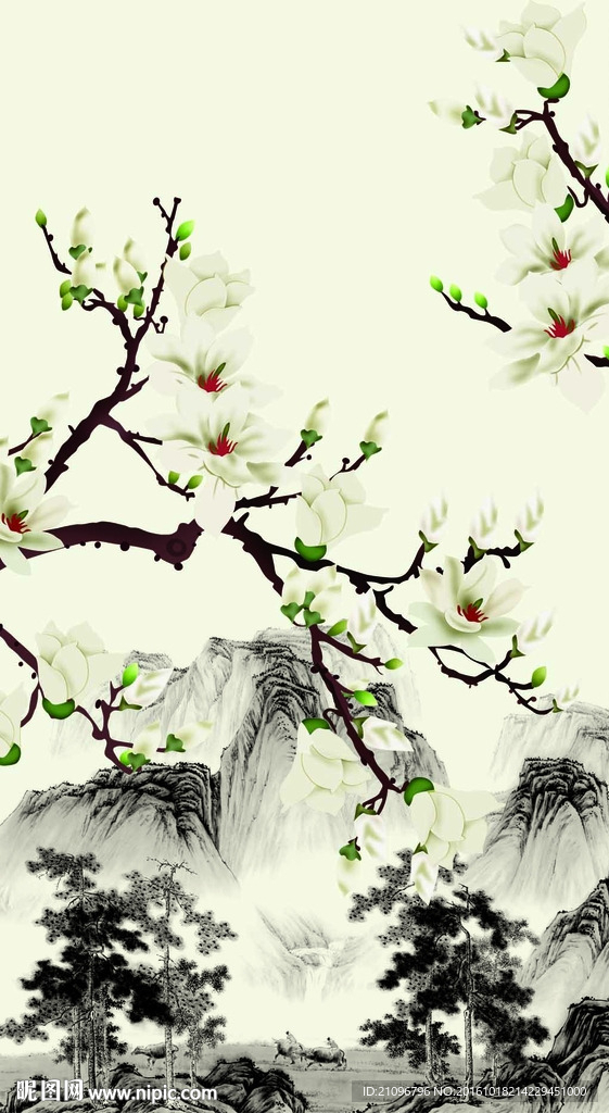 水墨画 花鸟