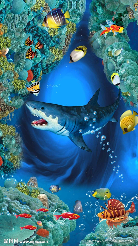 3d海底玄关背景墙