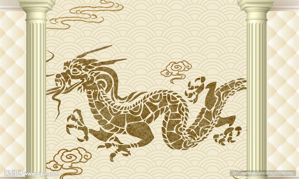 大型壁画 龙腾碧空