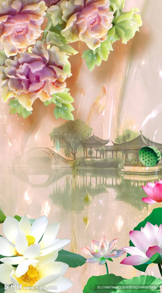 玉雕玄关 江南风景