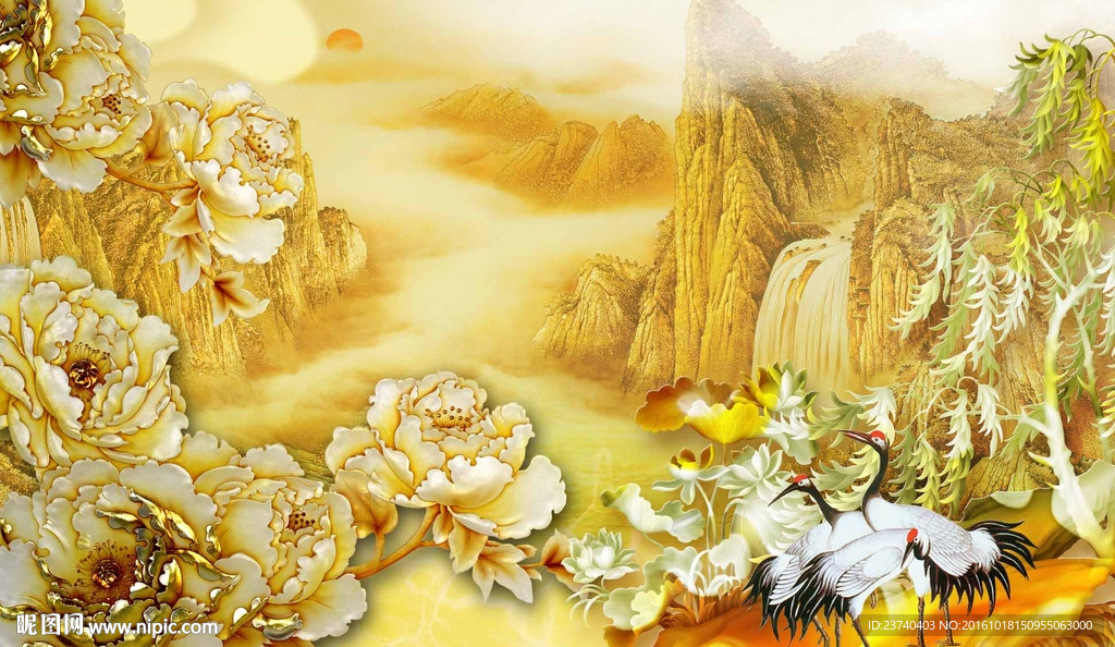 大型彩雕背景墙