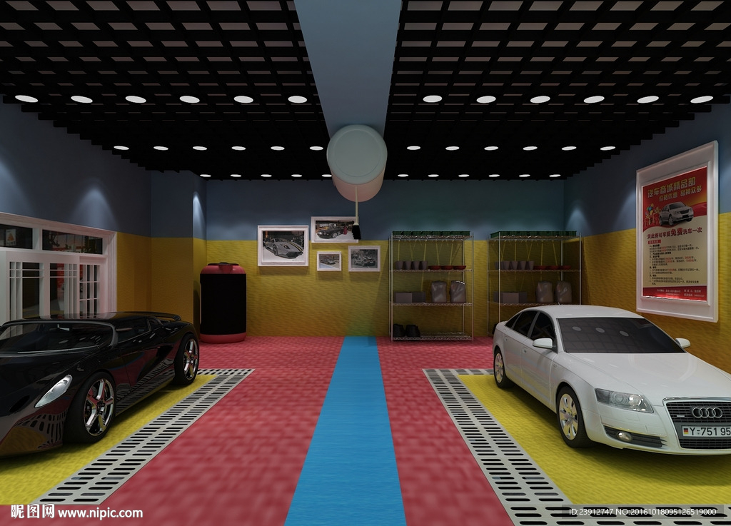 洗车店3D装修效果图