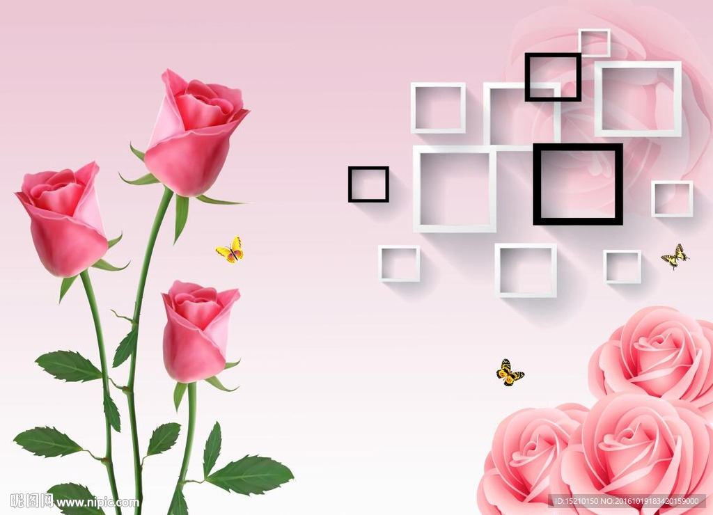 3D玫瑰花
