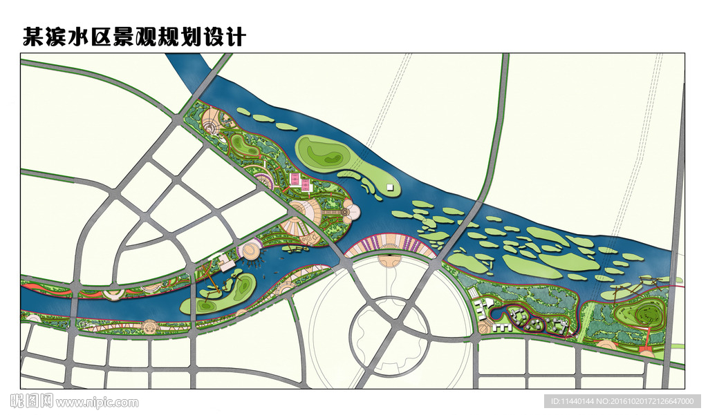 滨水区景观规划设计彩色总平面