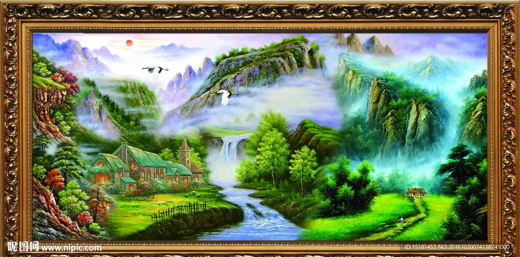 风景乡村油画