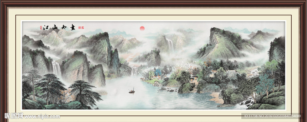 客厅山水画设计图__PSD分层素材_PSD分层素材_设计图库_昵图网