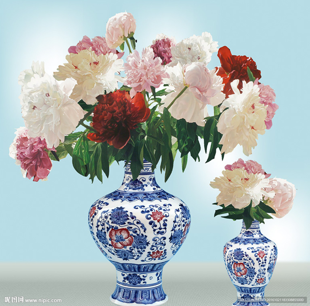 青花牡丹 图层分层