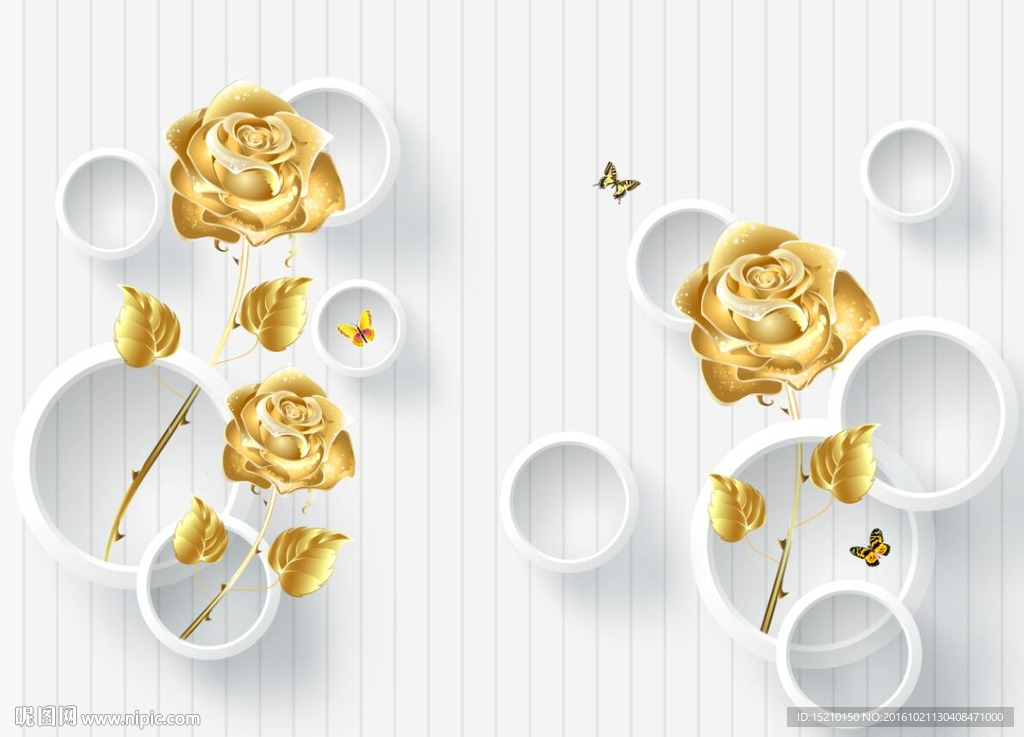 3D金玫瑰花