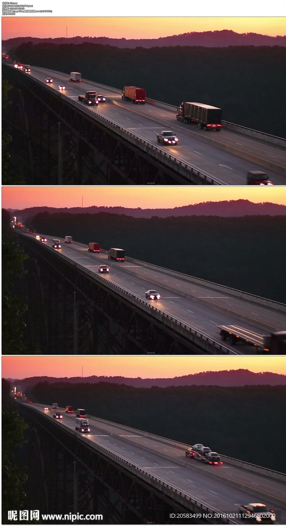 夕阳大桥上的车流