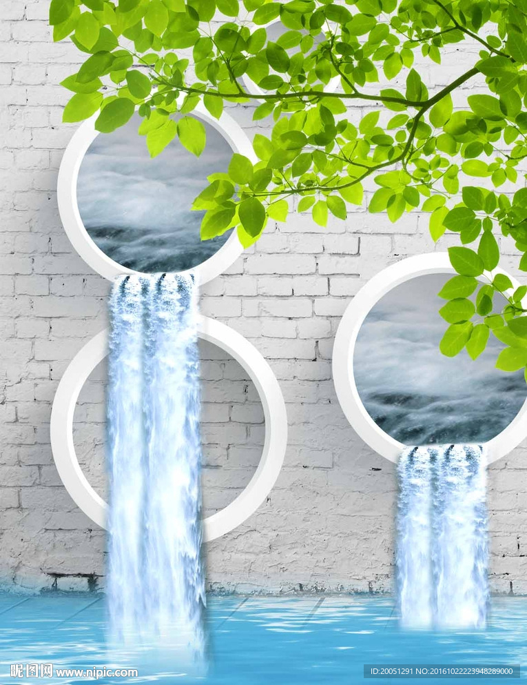 3d流水玄关背景墙