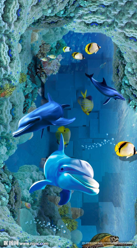 海底玄关背景墙