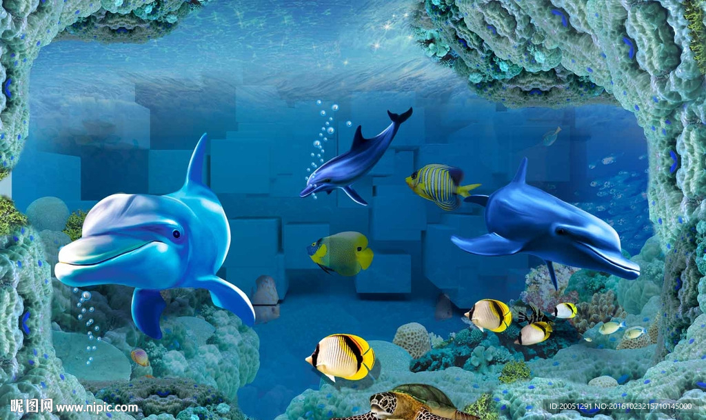 3d海底背景墙