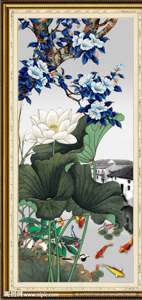 荷花花鸟图